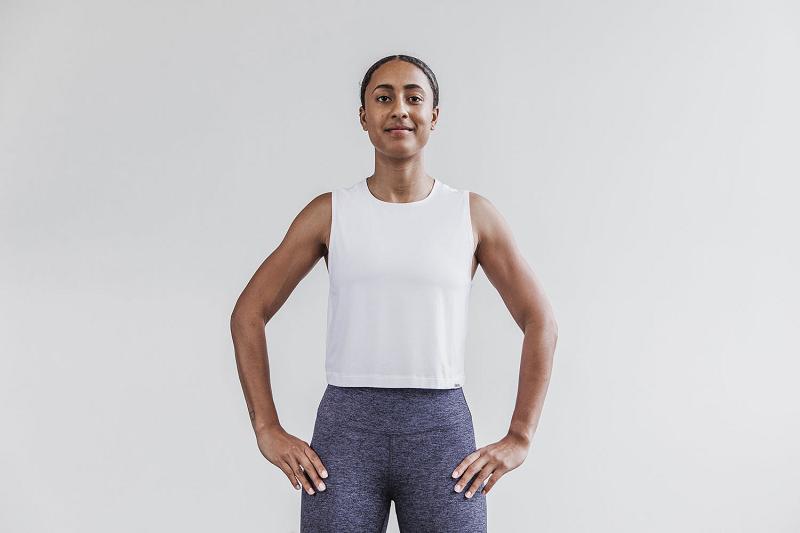 Women's Nobull WoLightweight Sleeveless Crop Tee Tanks White | SG K3216O
